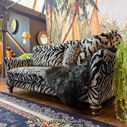 Bugsby Fitted Back Sofa Bed in Zebra Cream Velvet