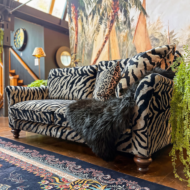 Bugsby Fitted Back Sofa Bed in Zebra Cream Velvet