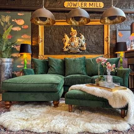Bugsby LHF Chaise Sofa in Green Emerald