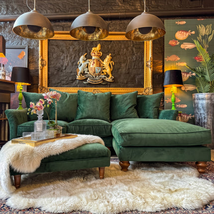Bugsby RHF Chaise Sofa in Green Emerald