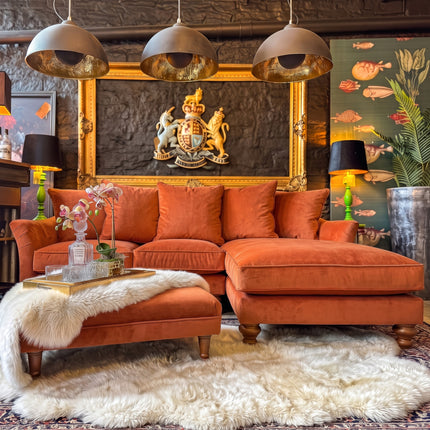Bugsby RHF Chaise Sofa in Orange Marmalade