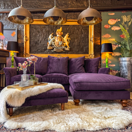 Bugsby RHF Chaise Sofa in Purple Plum