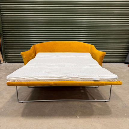 Bugsby Sofa Bed in Plush Mustard Velvet- Ex Display