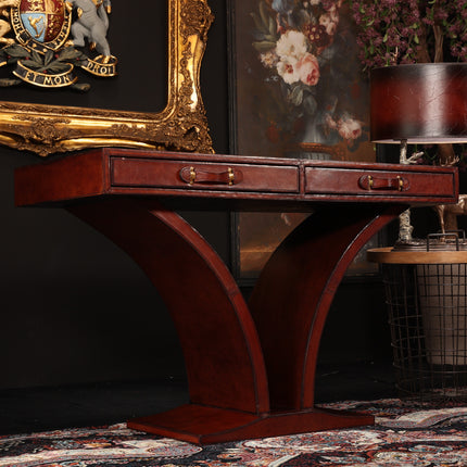 Handcrafted Console Cognac Table