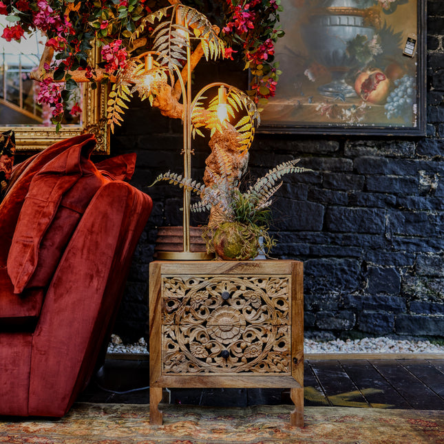 Carved Bedside Cabinet