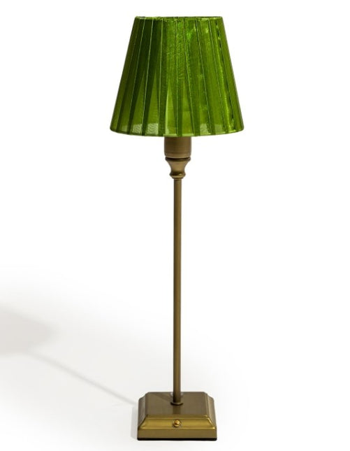 Antique Bronze Rechargeable Table Lamp with Green Shade