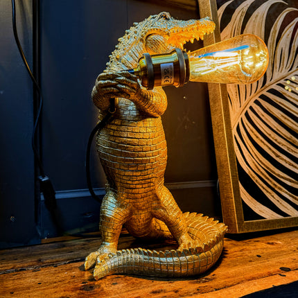 Crocodile Table Lamp - Gold