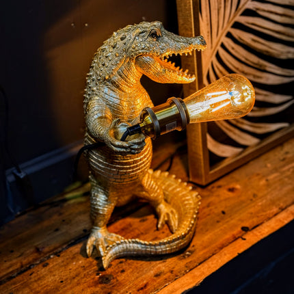 Crocodile Table Lamp - Gold