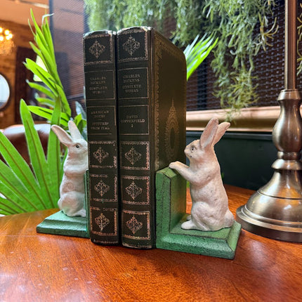 Cast Iron Pair of Rabbits Bookends - New