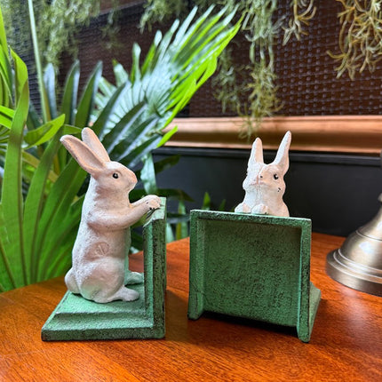 Cast Iron Pair of Rabbits Bookends - New