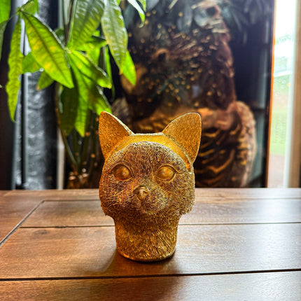 Gold Cat Organiser Pot