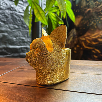 Gold Cat Organiser Pot
