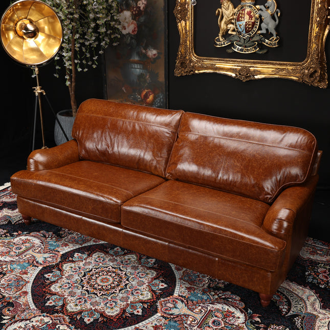 Charles 4 Seater Sofa in Cuba Tan Leather