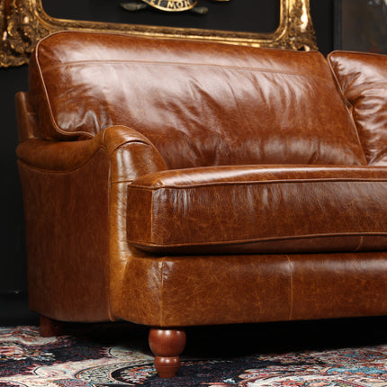 Charles 4 Seater Sofa in Cuba Tan Leather