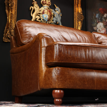 Charles 4 Seater Sofa in Cuba Tan Leather