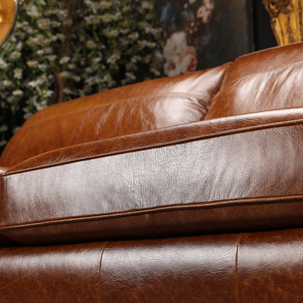 Charles 4 Seater Sofa in Cuba Tan Leather