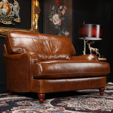 Charles Snuggler Sofa in Cuba Tan Leather