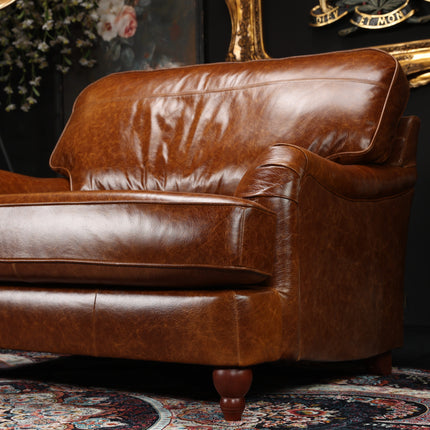 Charles Snuggler Sofa in Cuba Tan Leather