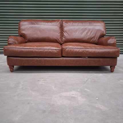 Charles 3 Seater Sofa in Cuba Tan Leather - Factory Seconds