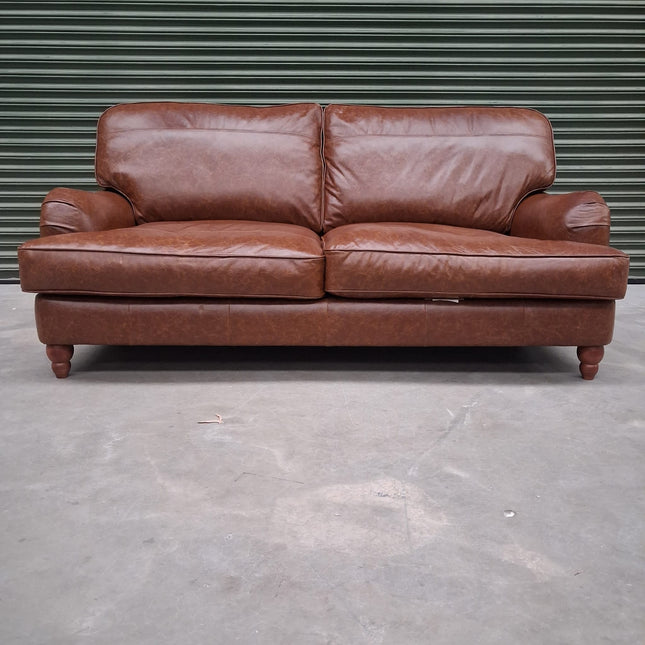 Charles 3 Seater Sofa in Cuba Tan Leather - Factory Seconds