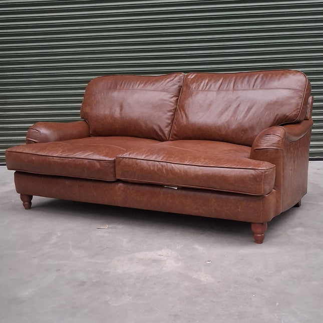 Charles 3 Seater Sofa in Cuba Tan Leather - Factory Seconds