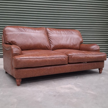 Charles 3 Seater Sofa in Cuba Tan Leather - Factory Seconds