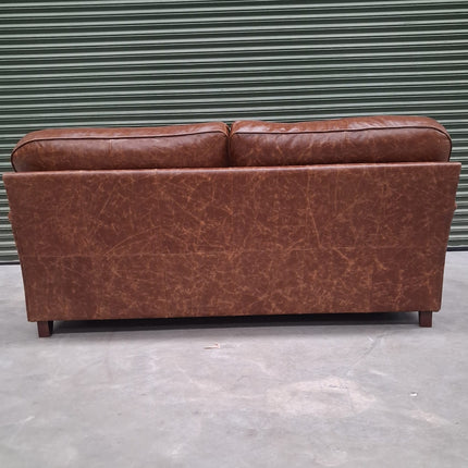 Charles 3 Seater Sofa in Cuba Tan Leather - Factory Seconds