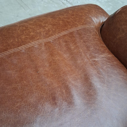 Charles 3 Seater Sofa in Cuba Tan Leather - Factory Seconds