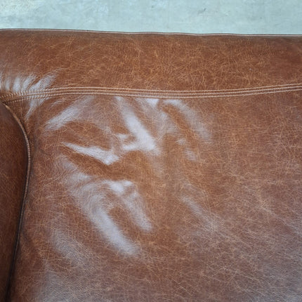 Charles 3 Seater Sofa in Cuba Tan Leather - Factory Seconds