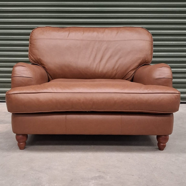 Charles Loveseat Snuggler in Cognac Leather - Ex Display