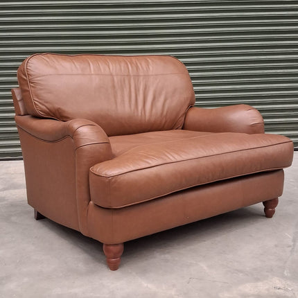 Charles Loveseat Snuggler in Cognac Leather - Ex Display