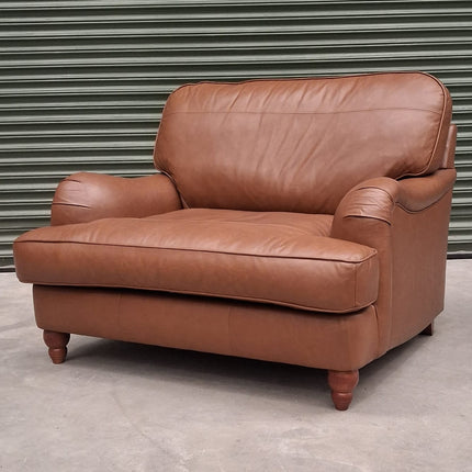 Charles Loveseat Snuggler in Cognac Leather - Ex Display