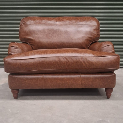 Charles Loveseat Snuggler in Cuba Tan Leather - Ex Display