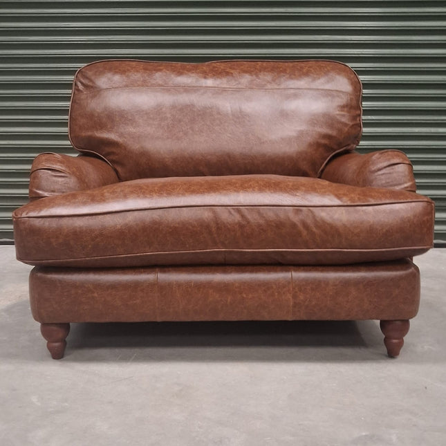 Charles Loveseat Snuggler in Cuba Tan Leather - Ex Display