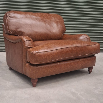 Charles Loveseat Snuggler in Cuba Tan Leather - Ex Display