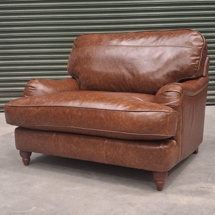 Charles Loveseat Snuggler in Cuba Tan Leather - Ex Display