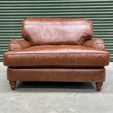 Charles Loveseat Snuggler in Leather - Factory Seconds
