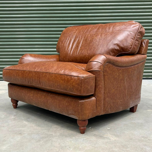 Charles Loveseat Snuggler in Leather - Factory Seconds
