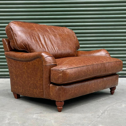 Charles Loveseat Snuggler in Leather - Factory Seconds