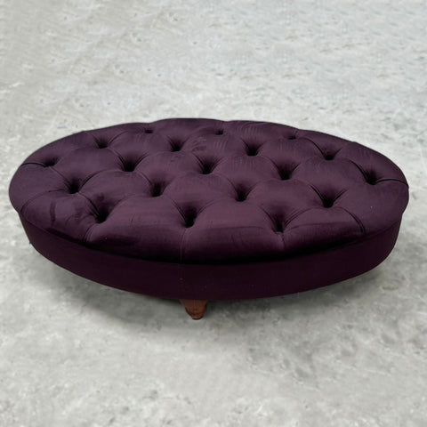 Charles Oval Footstool in Plush Plum