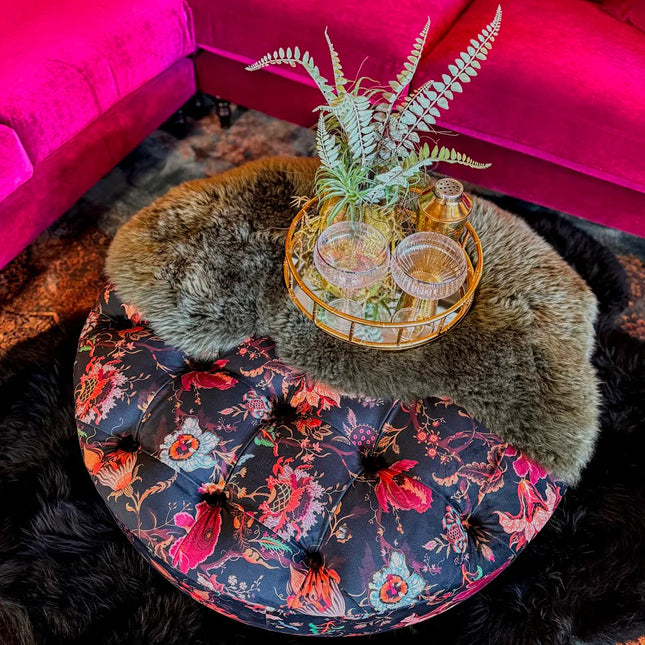 Charles Buttoned Footstool - Patterned