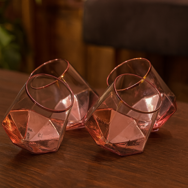 Set of 4 Rose Gold Prism Tipsy Tumblers