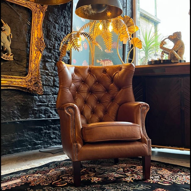 Chessington Chesterfield Wingback Armchair in Leather