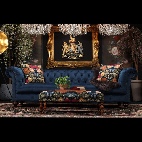 Chessington 4 Seater Chesterfield Sofa in Navy Blue Velvet - Ex Display
