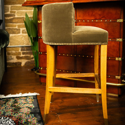 Chesterfield Bar Stool in Green Velvet