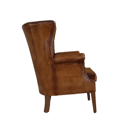 Chesterfield Wing Back in Hand Antiqued Buffalo Leather - Factory Seconds