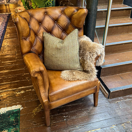 Chesterfield Wing Back in Hand Antiqued Buffalo Leather - Factory Seconds