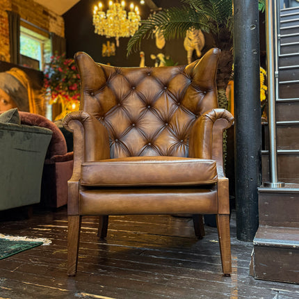 Chesterfield Wing Back in Hand Antiqued Buffalo Leather - Factory Seconds