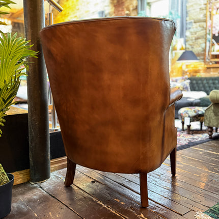 Chesterfield Wing Back in Hand Antiqued Buffalo Leather - Factory Seconds