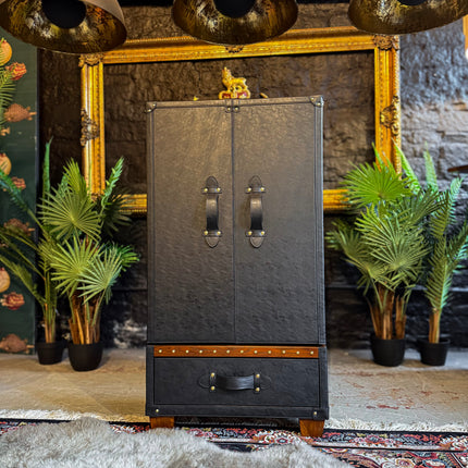 Claridge Sideboard Bar Trunk in Black Leather - New